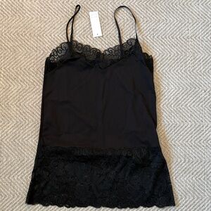 *NWT* WHBM Black Lace-Trim Cami Tank